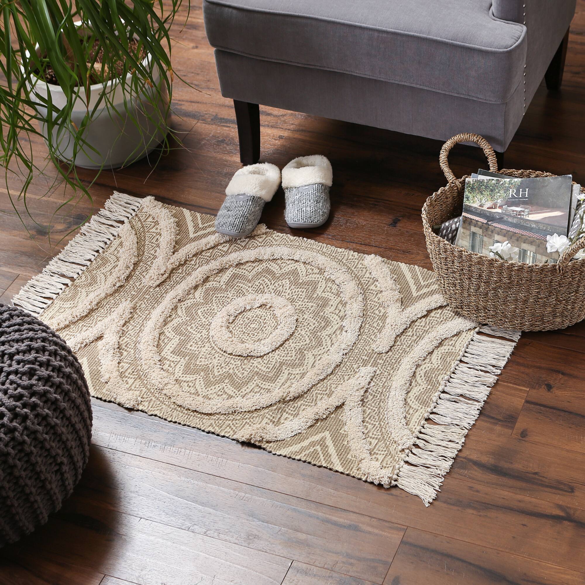DII® Printed Natural Hand-Loomed Shag Rug